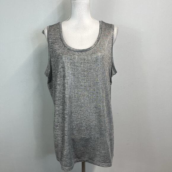 Susan Graver Cardigan Jacket & Tank Set size Extra Large Silver Gray Stretch - Picture 9 of 10